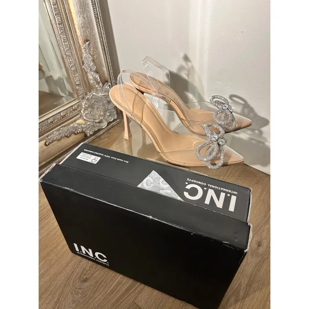 Clear Rhinestone Bow Pointed Toe Heels by INC International Concepts Size 7